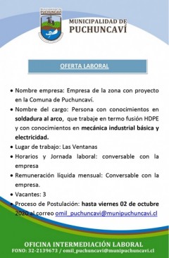 OFERTA LABORAL: SOLDADOR