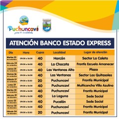 MÓVIL BANCOESTADO EXPRESS RECORRERÁ NUESTRA COMUNA