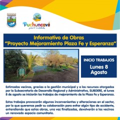 MEJORAMIENTO DE LA PLAZA FE Y ESPERANZA DE MAITENCILLO COMENZARÁ ESTE LUNES