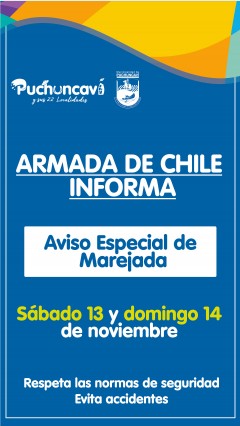 NUEVO AVISO ESPECIAL DE MAREJADAS 13 Y 14 DE NOVIEMBRE