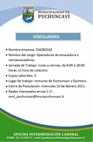 SE EXTIENDE PLAZO DE POSTULACIÓN PARA OFERTA LABORAL DE OPERADORES DE RETROEXCAVADORA