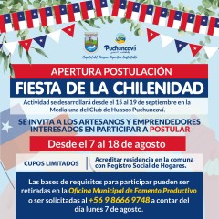 CON FIESTA DE LA CHILENIDAD CELEBRAREMOS NUESTRO ANIVERSARIO COMUNAL  INSCRÍBETE PARA PARTICIPAR