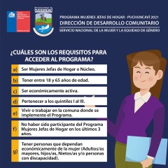 PARTICIPA EN EL PROGRAMA MUJERES JEFAS DE HOGAR PUCHUNCAVÍ 2021