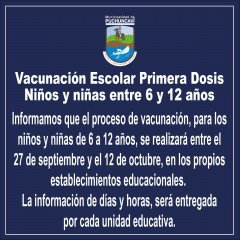 VACUNACIÓN NIÑOS Y NIÑAS ENTRE 6 Y 11 AÑOS 