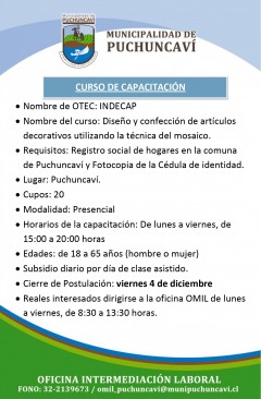 INSCRIPCIONES ABIERTAS PARA CURSO DE CAPACITACIÓN SOBRE CONFECCIÓN DE ARTÍCULOS DECORATIVOS