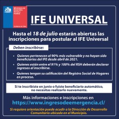 HASTA EL 18 DE JULIO PODRÁ POSTULAR AL IFE UNIVERSAL QUE OTORGA EL GOBIERNO