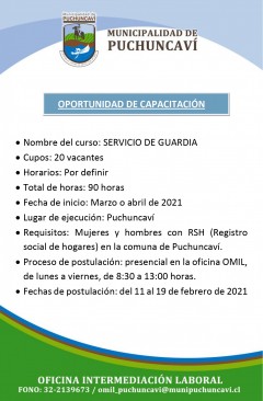 CURSOS DE CAPACITACIÓN: MANIPULACIÓN DE ALIMENTOS - GUARDIA DE SEGURIDAD