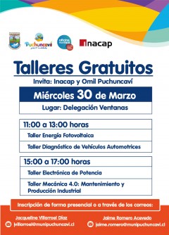 PARTICIPA DE LOS TALLERES GRATUITOS QUE DESARROLLAREMOS EN NUESTRA DELEGACIÓN DE VENTANAS
