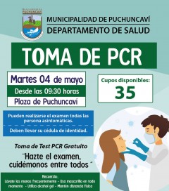 NUEVAS TOMAS DE PCR EN LA COMUNA
