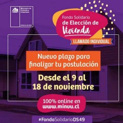 MINISTERIO DE VIVIENDA EXTIENDE PLAZO PARA POSTULACIÓN A SUBSIDIO DS49