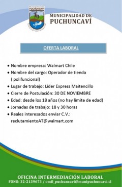 OFERTAS LABORALES: CONDUCTOR CON LICENCIA CLASE B Y OPERADOR DE TIENDA