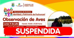 SE SUSPENDE AVISTAMIENTO DE AVES POR EVENTO DE LLUVIAS DE ESTE FIN DE SEMANA