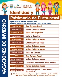 VACACIONES DE INVIERNO “IDENTIDAD Y PATRIMONIO DE PUCHUNCAVÍ”