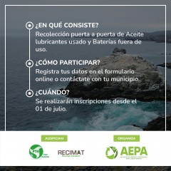 PLAN DE SANEAMIENTO AMBIENTAL RETIRARÁ LUBRICANTES Y BATERÍAS DESDE LOS DOMICILIOS