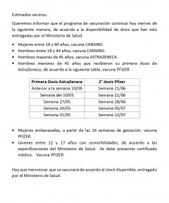 VACUNACIÓN COVID VIERNES 25 DE JUNIO