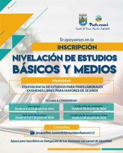 NIVELACIÓN DE ESTUDIOS: UNA NUEVA OPORTUNIDAD PARA VECINOS DE PUCHUNCAVÍ