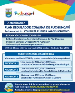 EN MARZO COMIENZA EXPOSICIÓN DE ANTECEDENTES Y AUDIENCIAS PÚBLICAS PARA LA ACTUALIZACIÓN DEL PLAN REGULADOR COMUNAL