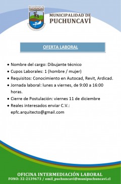 OFERTA LABORAL: DIBUJANTE TÉCNICO