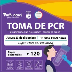MUNICIPIO Y SEREMI DE SALUD REALIZARÁN OPERATIVO DE TOMA DE EXÁMENES PCR