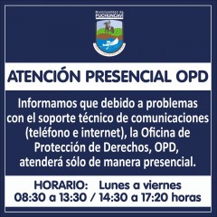 DURANTE UNOS DÍAS OPD CONTARÁ SÓLO CON ATENCIÓN PRESENCIAL POR PROBLEMAS DE SOPORTE TÉCNICO
