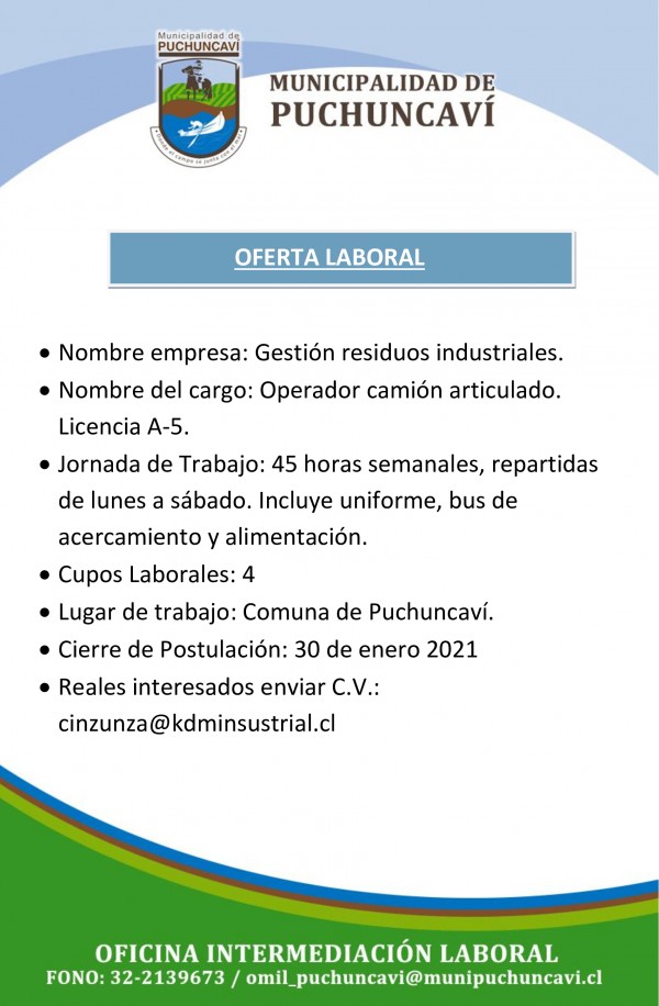 OFERTA DE TRABAJO