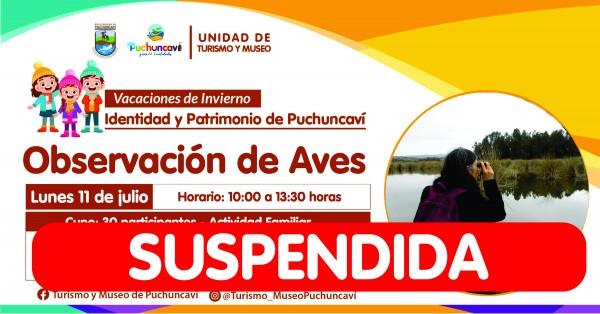 SE SUSPENDE AVISTAMIENTO DE AVES POR EVENTO DE LLUVIAS DE ESTE FIN DE SEMANA