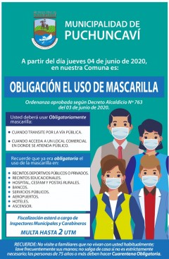 MUNICIPIO APRUEBA ORDENANZA QUE OBLIGA AL USO DE MASCARILLA