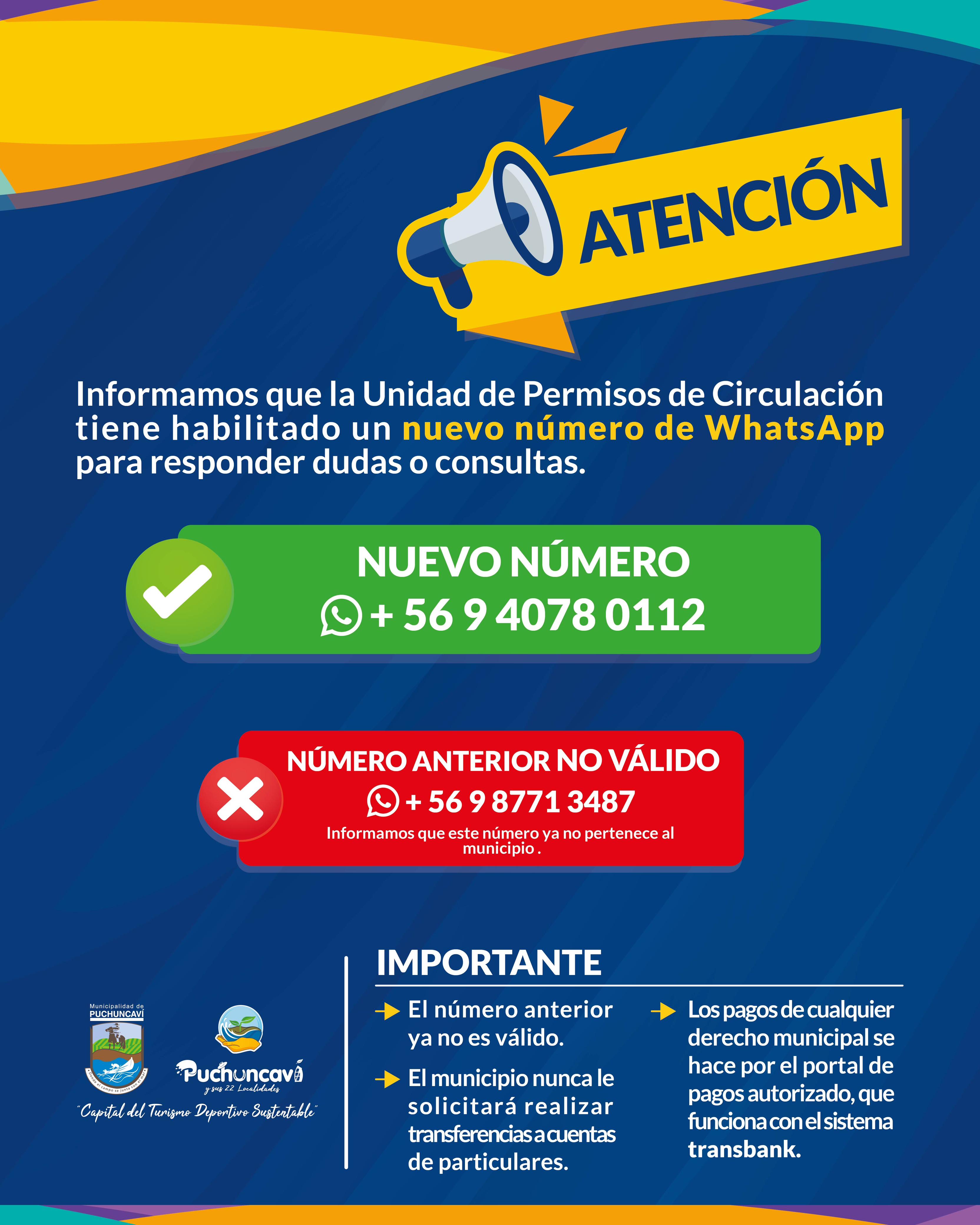 Nuevo número de WhatsApp Permisos de Circulación