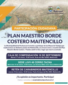 CONTINÚAN LAS PARTICIPACIONES CIUDADANAS PARA LA CREACIÓN DEL PLAN MAESTRO BORDE COSTERO DE MAITENCILLO