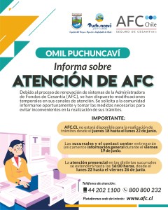 OMIL PUCHUNCAVÍ INFORMA SOBRE ATENCIÓN DE AFC